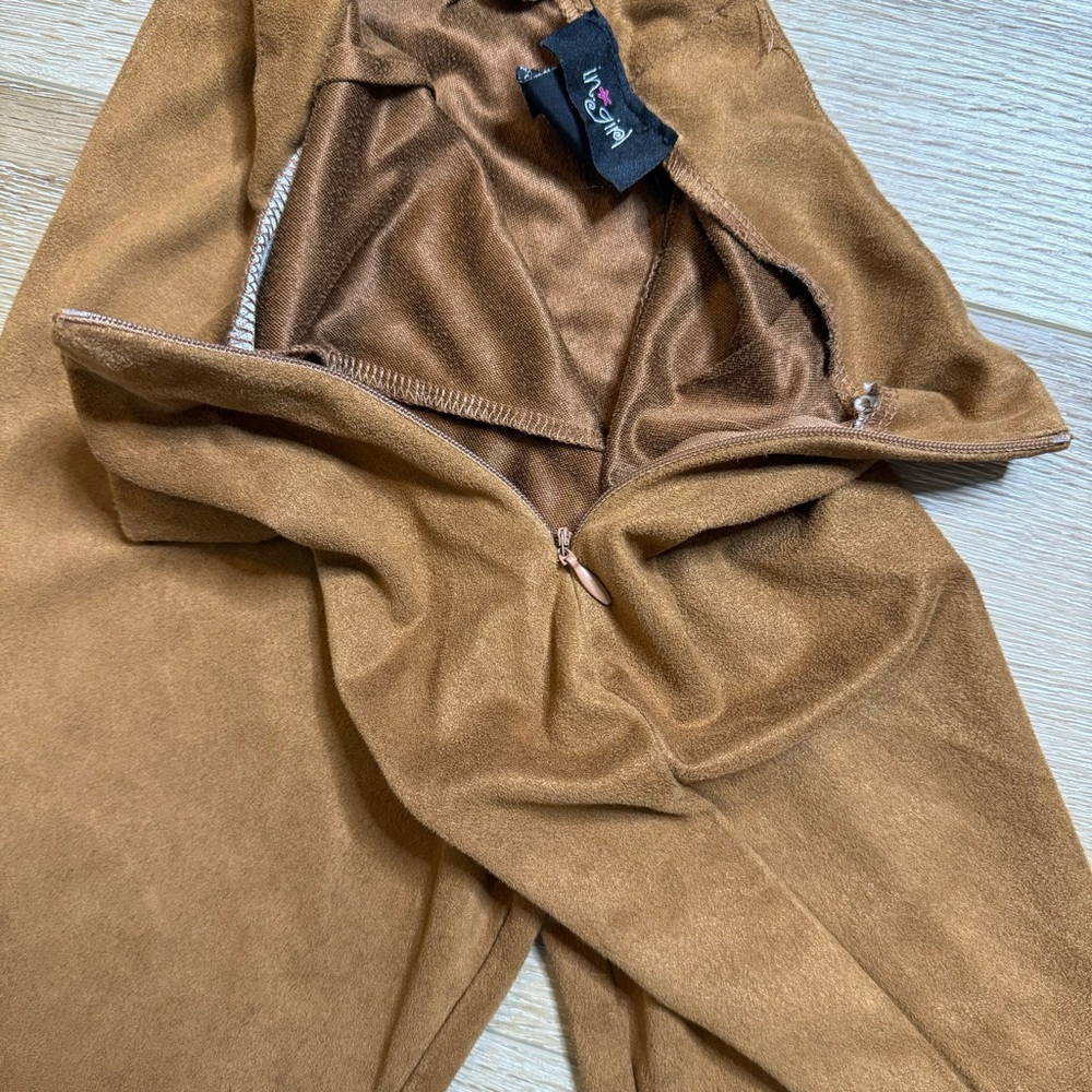 I.n. Girl brown tan suede high waist flare pants - Picture 5 of 6